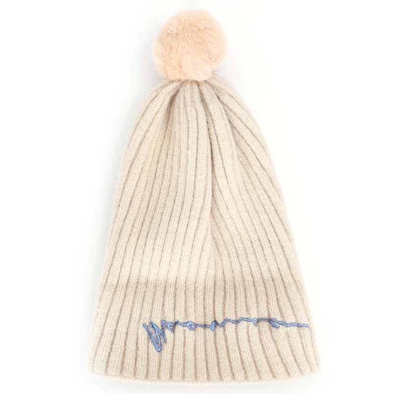 Модная детская одежда с помпонами вязаная шляпа вышитыми буквами Для мальчиков и