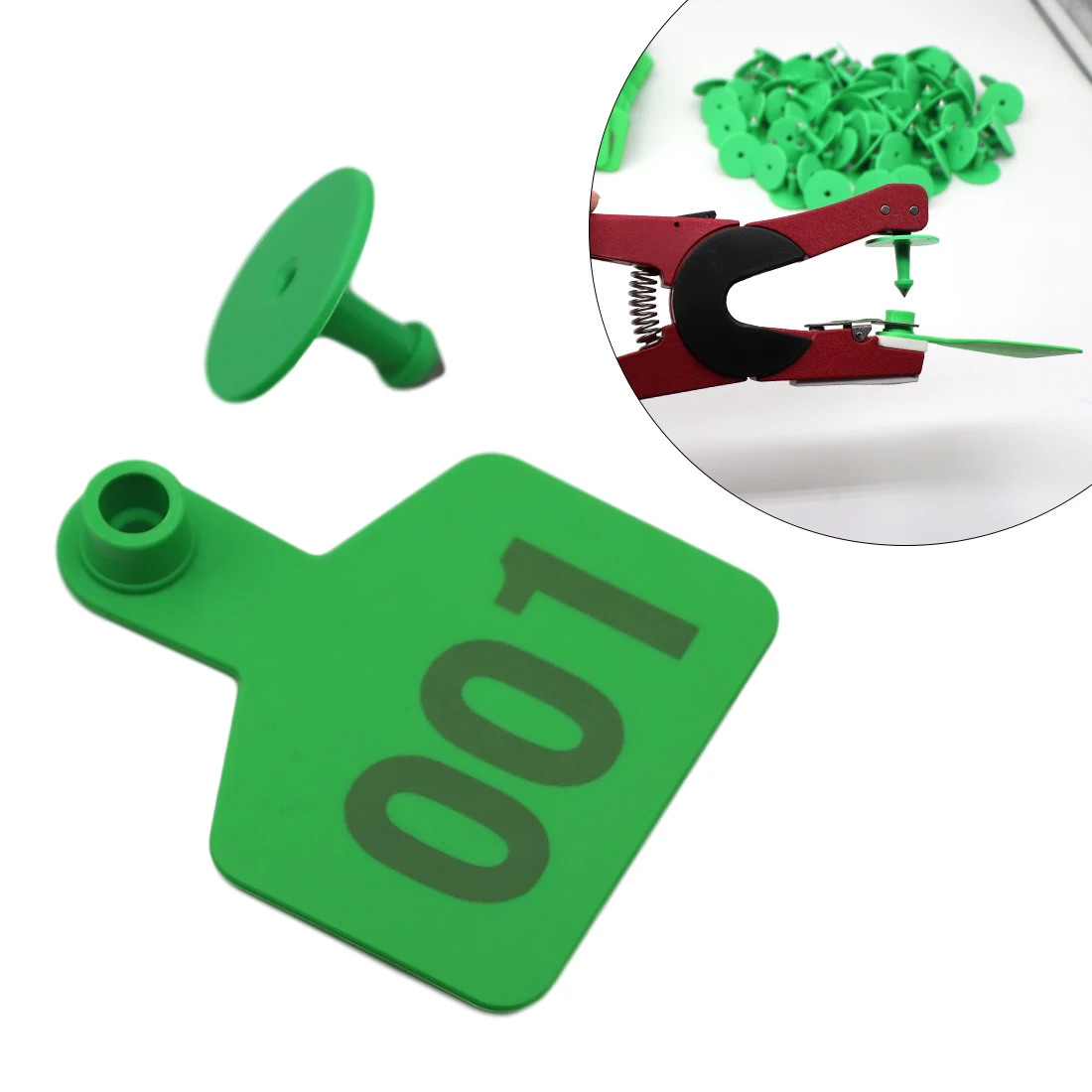 

100pcs Cattle Ear Tags Cow Larger Plastic Livestock Ear Tags for Hog Swine Sow Ear Tags with Number 001-100 farm tools