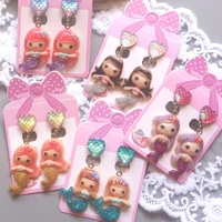shell mermaid scales animals clip on earrings for kids girls earrings jewelry no pierced children cute clip on earrings