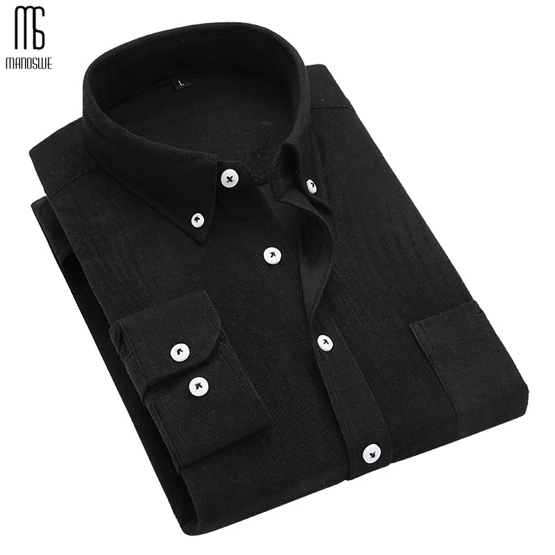 Manoswe Новая мужская зимняя Вельветовая Однотонная рубашка с длинным рукавом 2020
