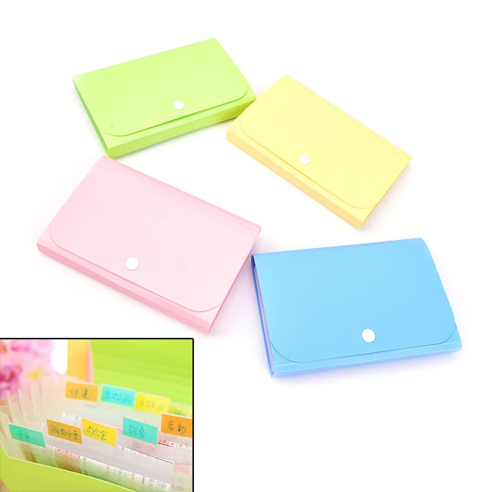 

1pcs Small Size 104*78*35mm File Folder Expanding Wallet Bill Folder Plastic Candy Color Document Bag