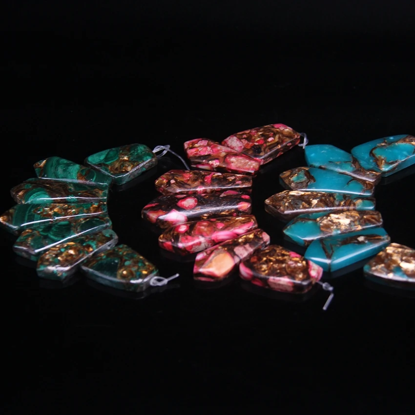 7pcs/set Sea Sediment Arrow Slice Graduated Pendant Beads Top Drilled Ocean Impression Jaspers Emperor Stone Necklaces Jewelry | Украшения