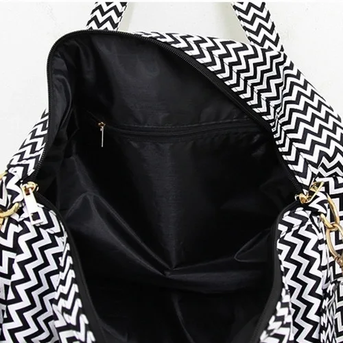 2019 Модные женские дорожные сумки в черно-белую полоску вместительные для ручной