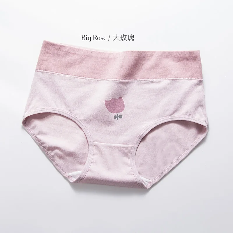 Big rose Нижнее белье для девушек, хлопковое нижнее белье, высокая талия, живот, хлопок, качественная ткань, трусы, фрукты, ананас, мороженое, шорты, штаны - Цвет: Big rose