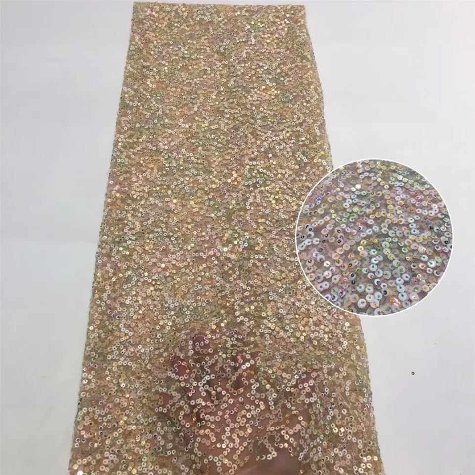 

Newly designed African French lace fabric 2020 high-quality lace fabric with sequined Nigerian lace fabric ZX36831