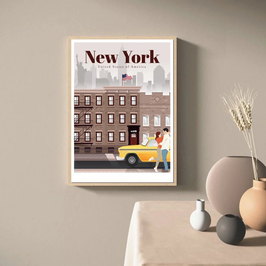 

Плакат с изображением Нью-Йорка в США, домашнее настенное искусство, офисное настенное украшение, плакат с картой штата, без рамки