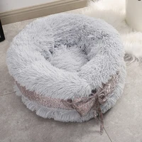 pet dog bed warm fleece round bow style cat kennel house plush winter pet nest for small large dogs soft sofa cushion supplies