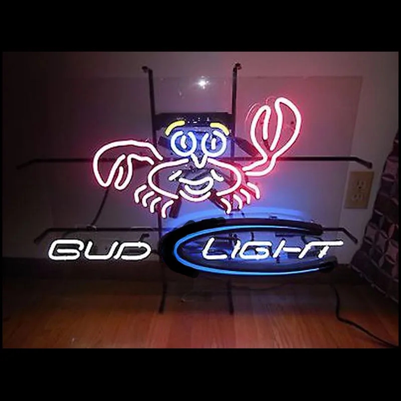 

Neon Sign for Bud Light with Crab neon Light Beer Bar Decor club glass Handcraft Arcade Neon Lamp for Beer Bar Custom nein sign