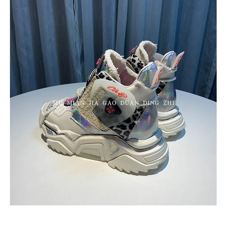 RY-RELAA women sneakers fashion high top sneakers ins wedge sneakers Genuine Leather rhinestone shoes white platform shoes