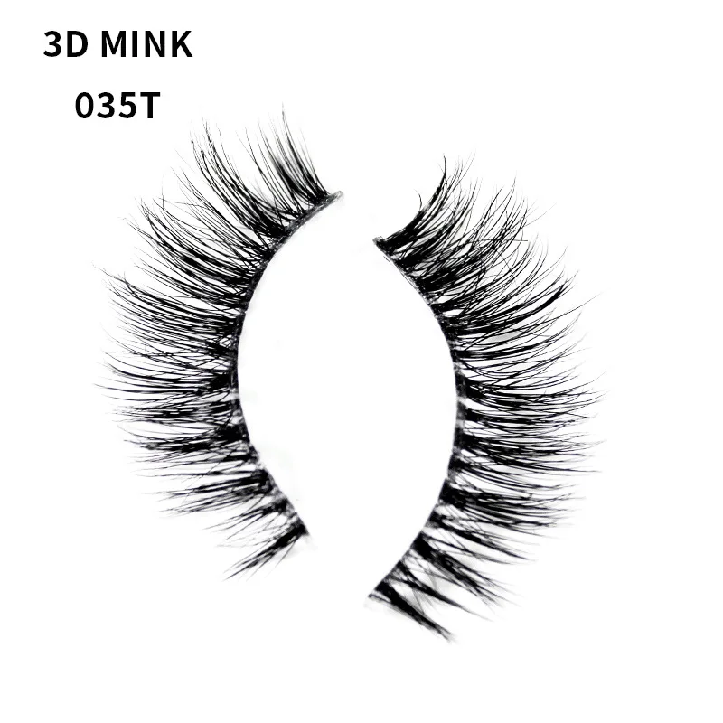 

European American 1 pair mink hair messy cross cluster 3D fake eyelashes dense slender transparent stem encrypted eyelashes 035T
