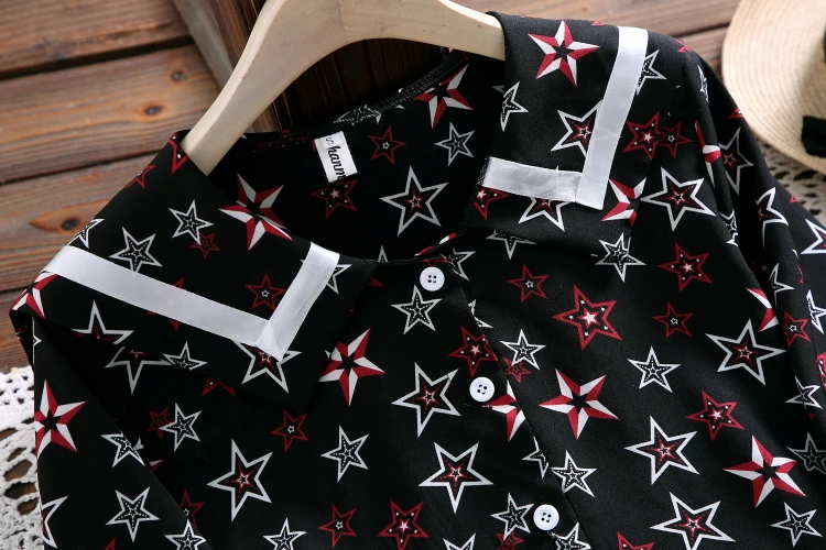 Женское платье с длинным рукавом винтажное принтом в виде звезд воротником Питер