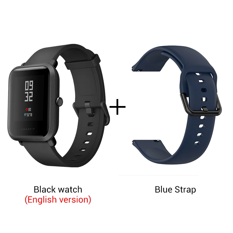 Black n Blue strap Смарт-часы Amazfit Bip(GPS, 45 дней без подзарядки), с поддержкой русского языка. Официальная гарантия 1 год - Цвет: Black n Blue strap