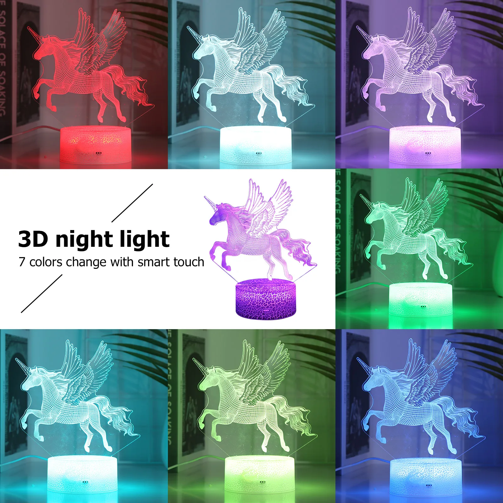 

3D LED Night Light 7 Colors Change Touch Remote Control Timing Creative Illusion Lamp Decor for Kids Birthday Party Decor