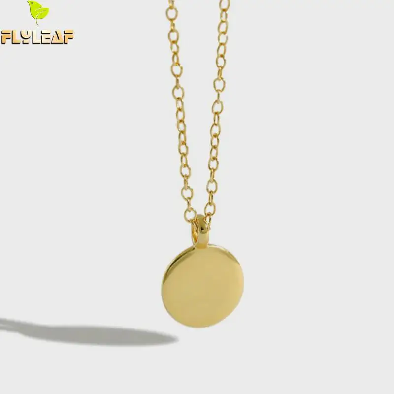 

Flyleaf 18k Gold Round Beans Necklaces & Pendants For Women 925 Sterling Silver Fashion Simple Student Girl Gift Jewelry