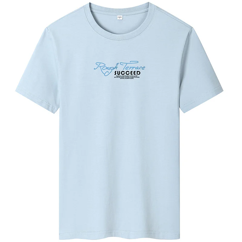 

Riinr 2021 Summer New Arrival English Element Print Solid Color Short Sleeve T-Shirt O-Neck Casual Big Size Male T-Shirt S-6XL