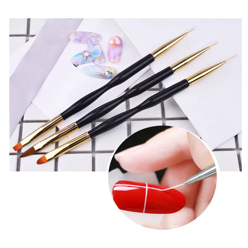 1 шт. с двойным концом нейл-арта Акрил Гель для ногтей строитель Кисть французский