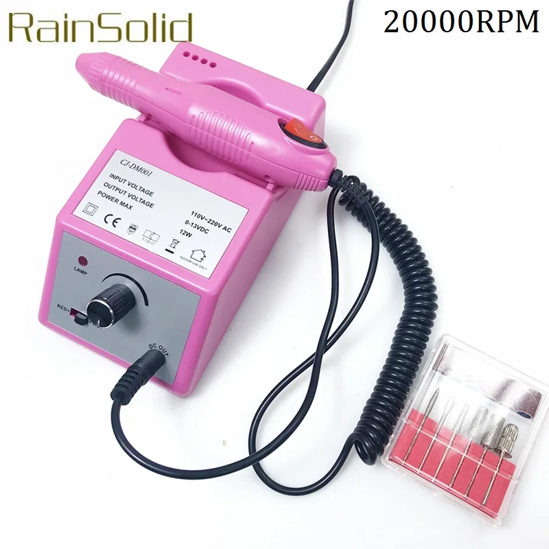 RainSolid, 20000 ОБ/мин, профессиональный электрический сверлильный станок для ногтей, маникюрный аппарат, ручка для дизайна ногтей, педикюр, пилка для ногтей, инструменты для ногтей