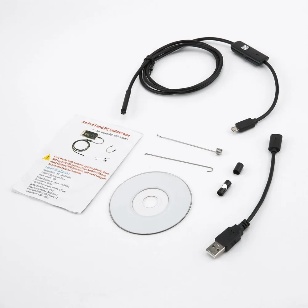 5 мм эндоскоп Камера HD USB с 6 светодиодный 1/1.5/2/3.5/5 м мягкий кабель
