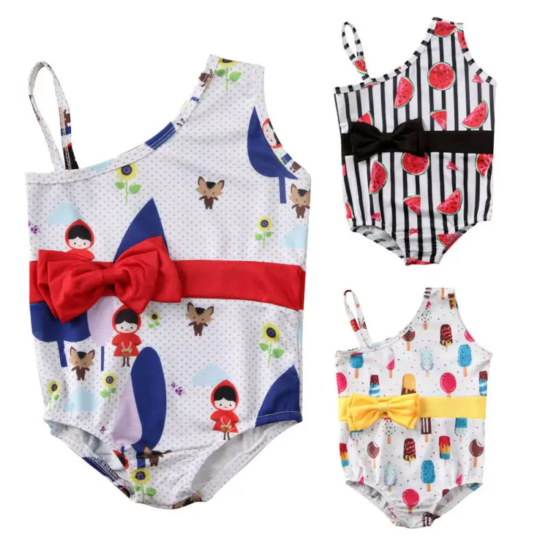 Женский слитный купальник с открытой спиной бантом на одно плечо | Спорт и