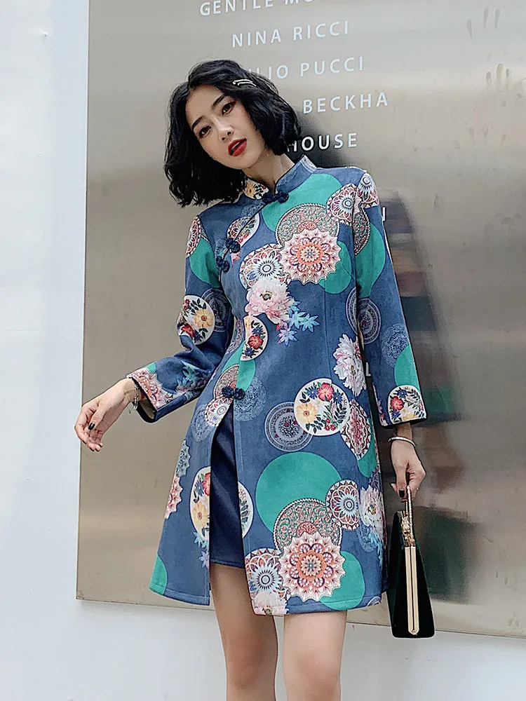 2020 летние новые китайские традиционные улучшенные Cheongsam милые замшевые Миди