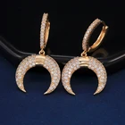 Huitan красочныеполностью белые фианиты луна серьги-капли для женщин в этническом стиле свадьба вечеривечерние деликатные женские серьги