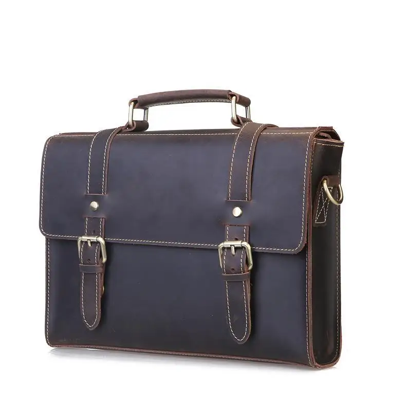 

Casual Men Vintage Briefcase Genuine Leather Crossbody Bag For Men Business Shoulder Bag Male Messeger Bag Big Laptop Handbag