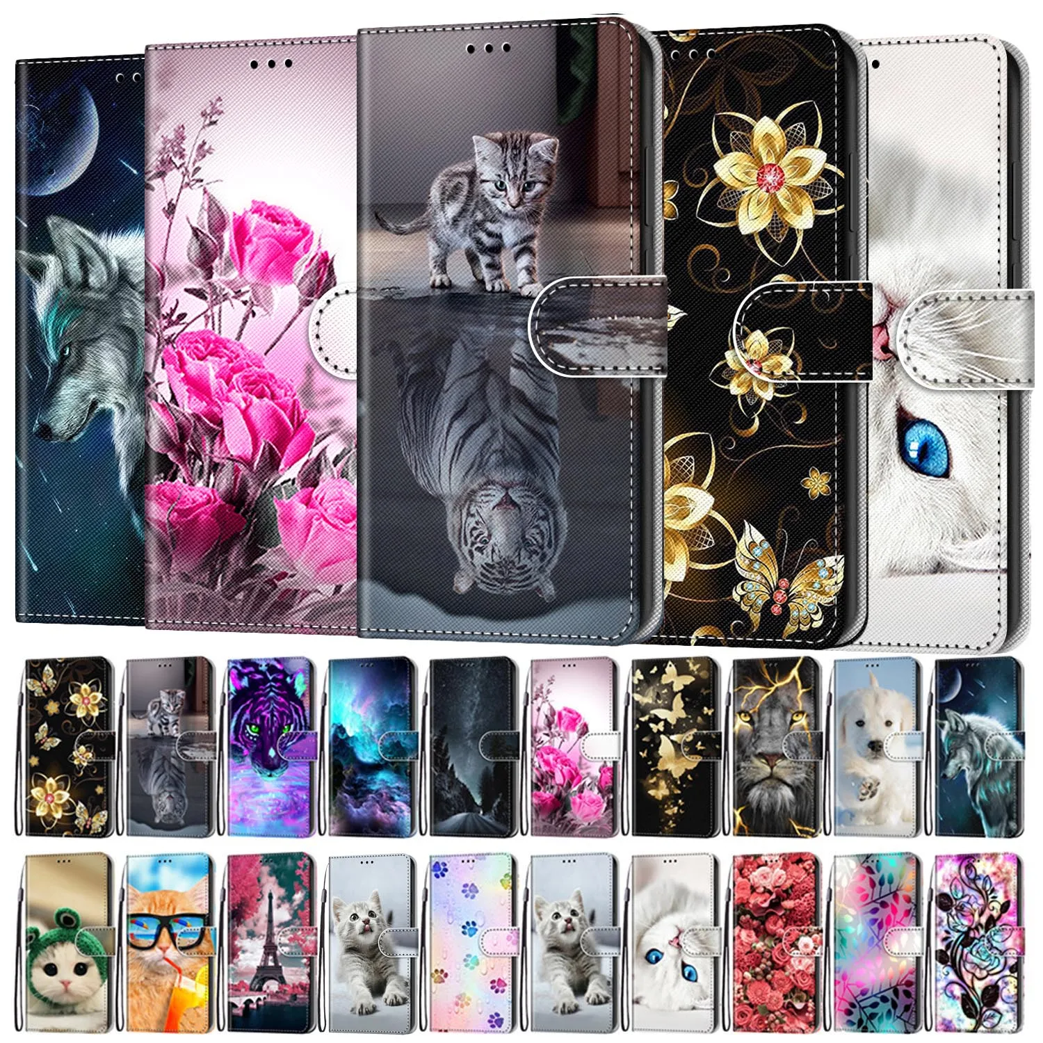 

Phone Case For Huawei Mate 40 Pro P smart 2021 Y7A Y9A Enjoy 20 Plus 5G Honor 10X Lite Flip Leather Case Wallet Card Hold Cover