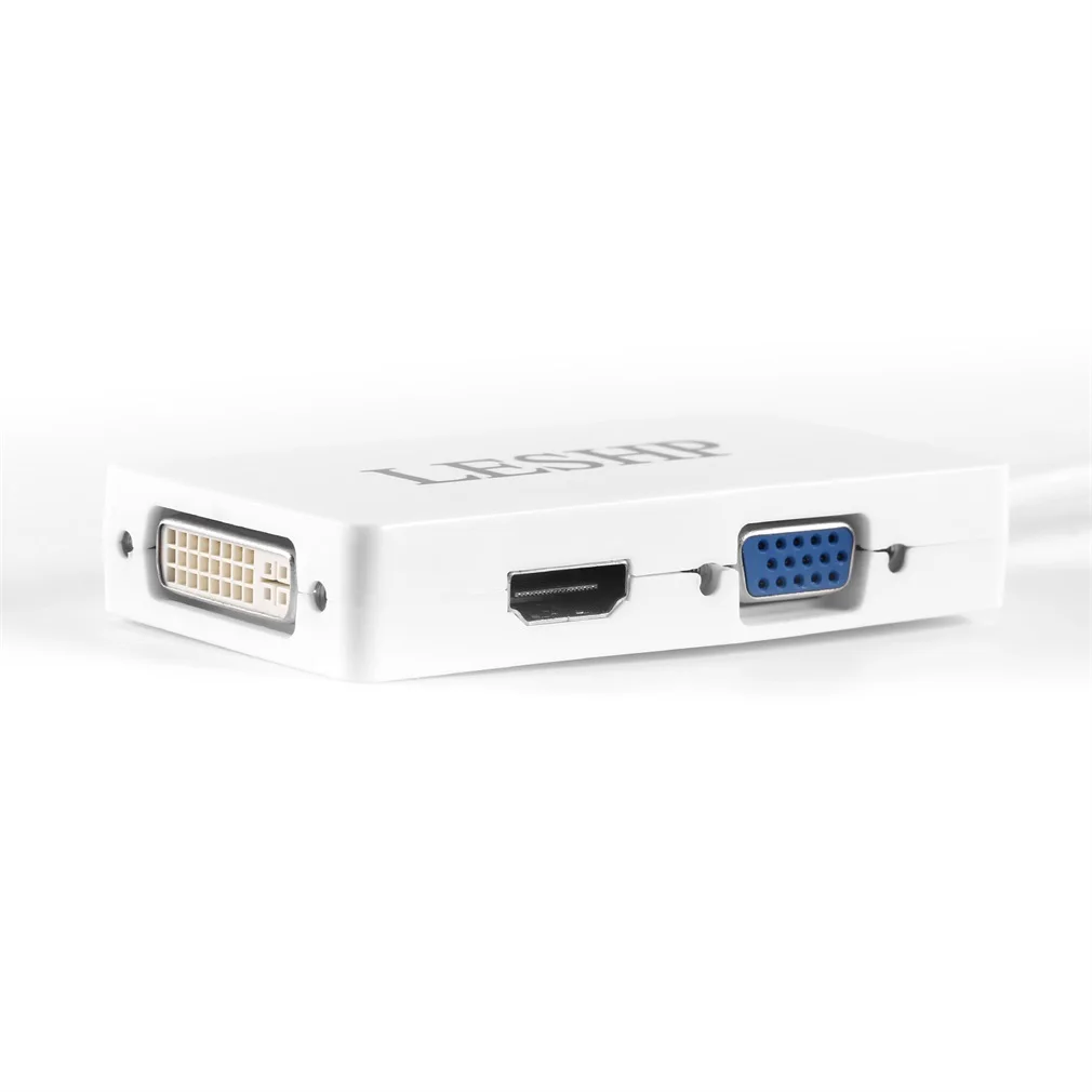 LESHP White 1080P 3-in-1 Mini DP DisplayPort Male to DVI/VGA/HDMI Female Adapter Converter Cable Matters | Инструменты