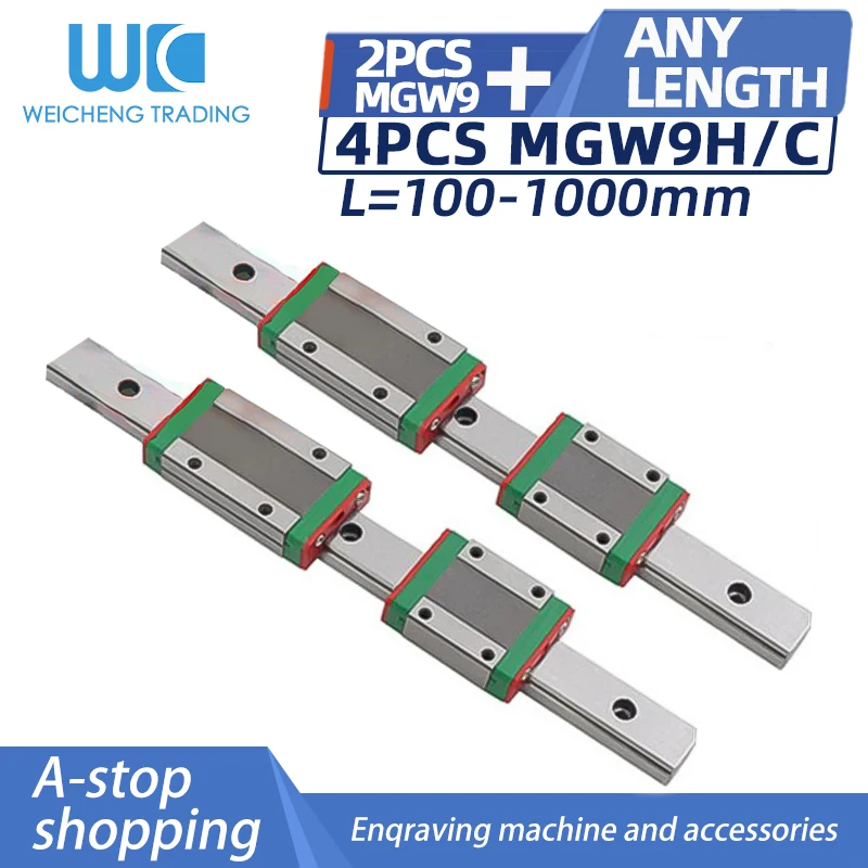 

3D printer 2pcs MGW9 L 100 200 350 400 500 600 700 800 1000mm miniature linear slider 4pcs MGW9H MGW9C linear guide transport