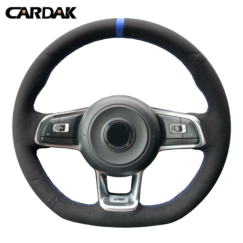 

CARDAK Black Suede Car Steering Wheel Cover for Volkswagen Golf 7 GTI Golf R MK7 Polo Scirocco 2015 2016