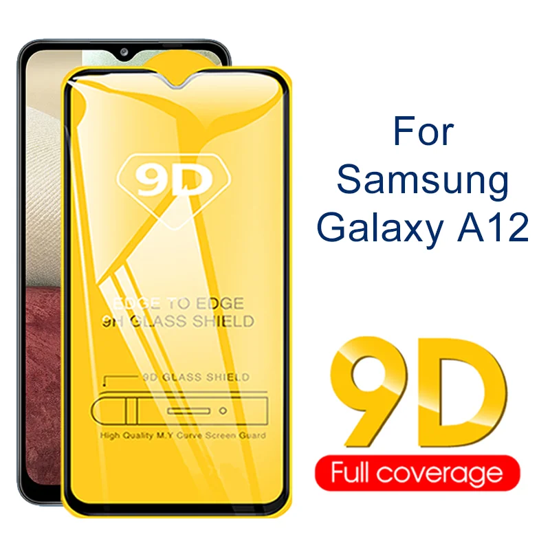 

9D закаленное стекло с полным покрытием для Samsung Galaxy A12, защита экрана 9h, стеклянная пленка, защитная Передняя пленка для A 12 12A