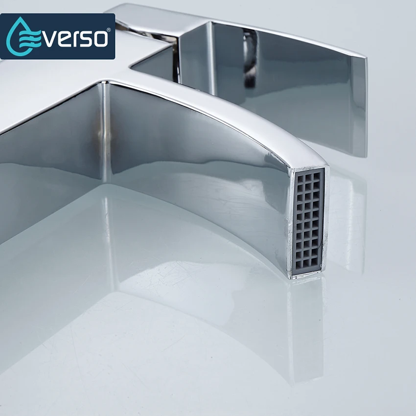 Смеситель водопад с креплением на раковину кран для ванной комнаты холодной и