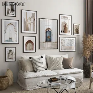 Марокко Арабская дверь архитектура Холст Картина Туризм скандинавский ретро постер печать мусульманское настенное искусство картина мусульманский Декор