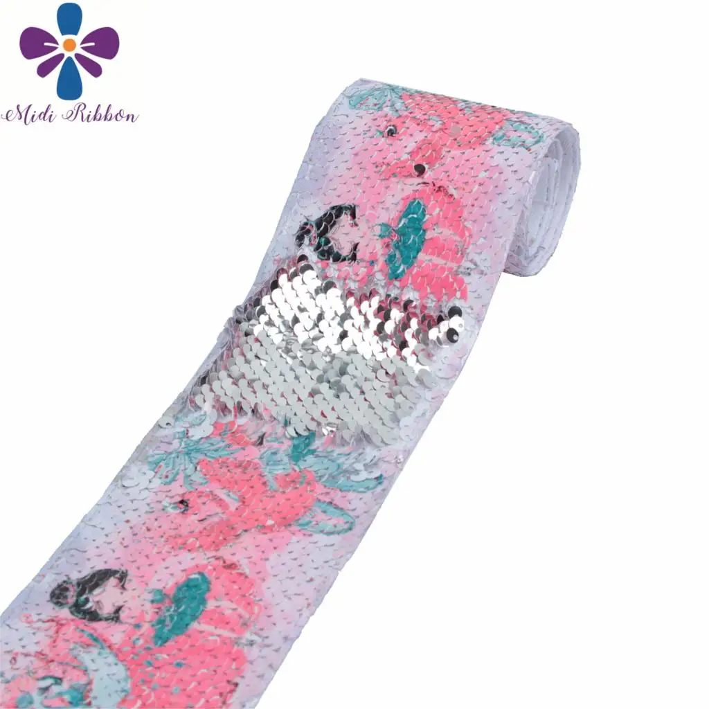 

3"75mm Ballet Dancing Girl Shoes Dress Double Reversible Silver Sequin Ribbon Sweet Heart Shiny Star DIY Hair Bows 46yards/roll