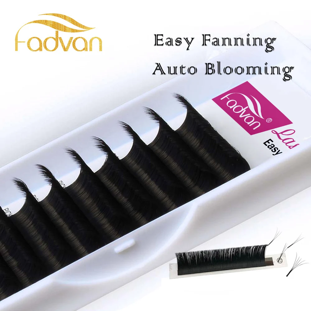 Fadvan Easy Fan наращивание ресниц DIY 2d/3d/5d/6d искусственные норковые ресницы шелковые объемные ресницы для наращивания 0,07 мм толщина Авто цветение