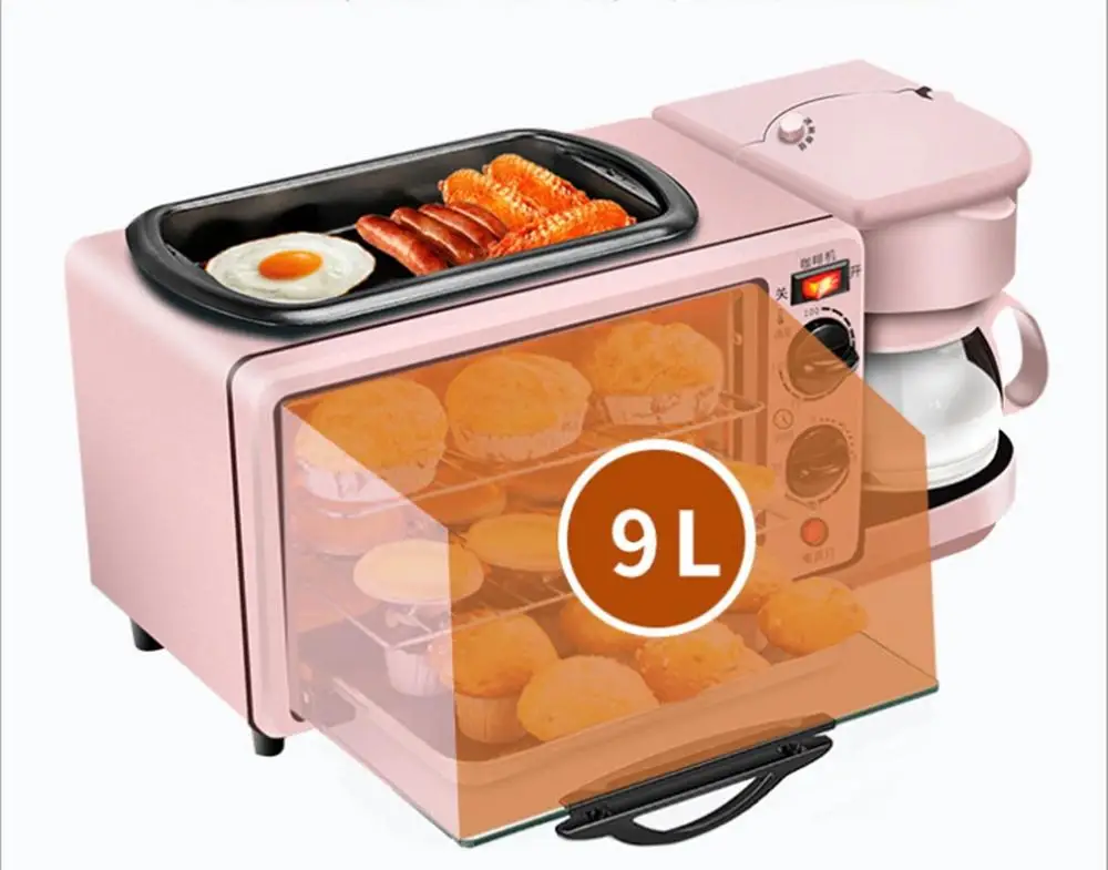 

Electric 3 in 1 Household Breakfast machine mini bread toaster baking oven omelette fry pan hot pot boiler