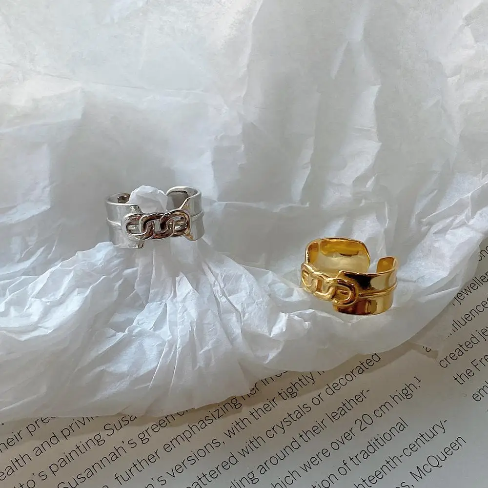 

Silver Women's Open Ring 925 Irregular Twist Minimalism industrial Style Punk top Quality open rings for ladies