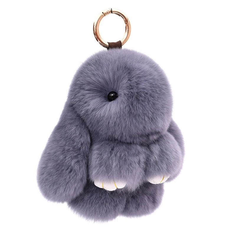 Fluffy Real Rabbit Fur Pompon Bunny Keychain Trinket Women Toy Pompom Rabbit Key Ring On Bag Car Key Chain Jewelry New Year Gift