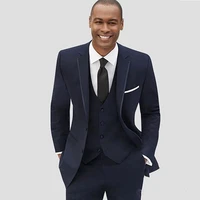 slim fit navy blue men suits wedding groom tuxedos business prom wear 3 pieces jacketpantsvest best man blazer