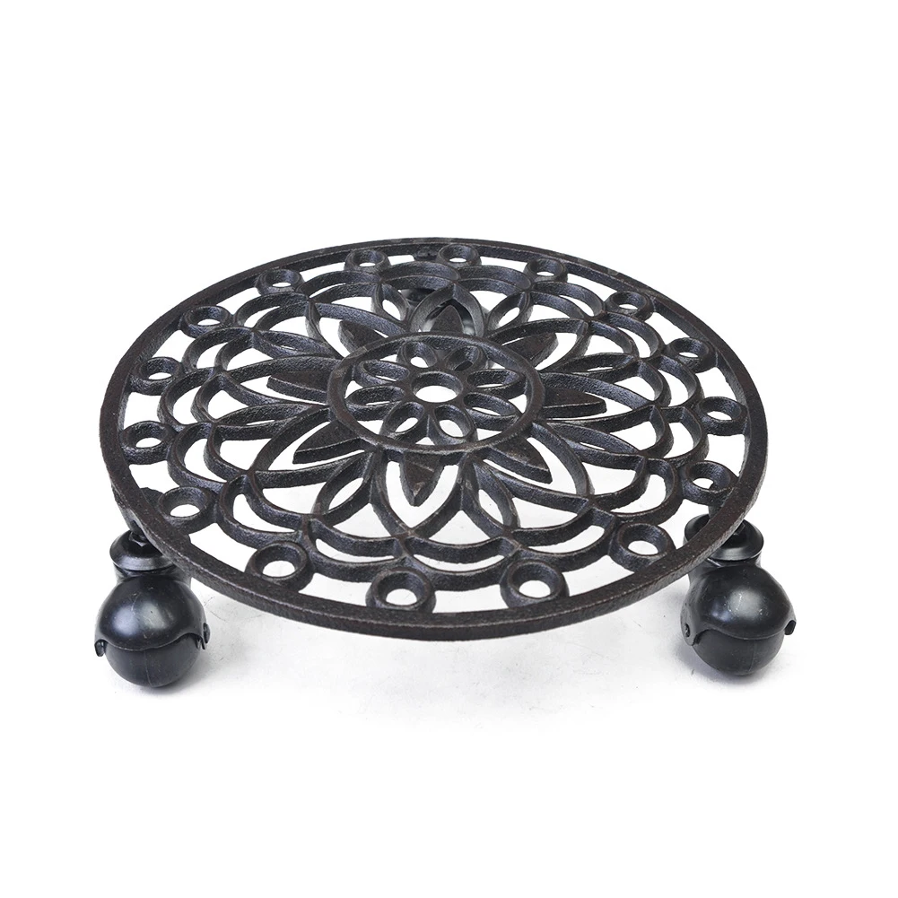 

Saucer Durable Holder Rolling Pallet Flower Pot Casters Modern Plant Stand Cast Iron Low Noise Moving Lock Wheel Tray