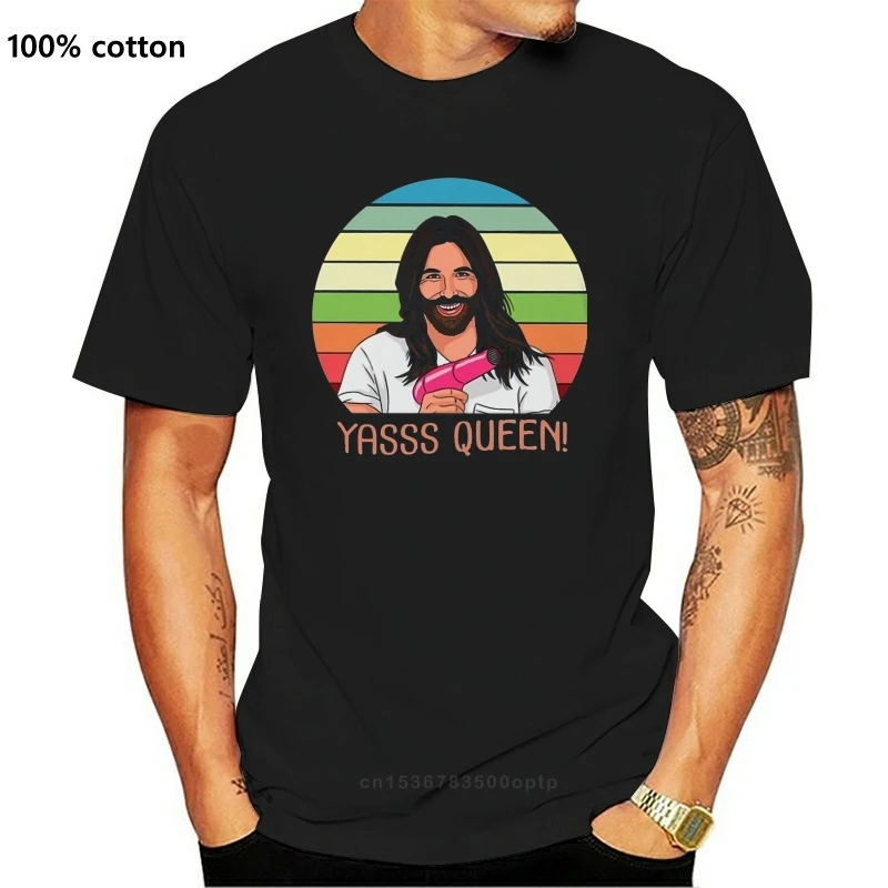 

New Yass Queen Jonathan Van Ness T-Shirt Black Cotton Ladies S-3XL US Supplier Cotton Humorous Cotton Tee Shirt