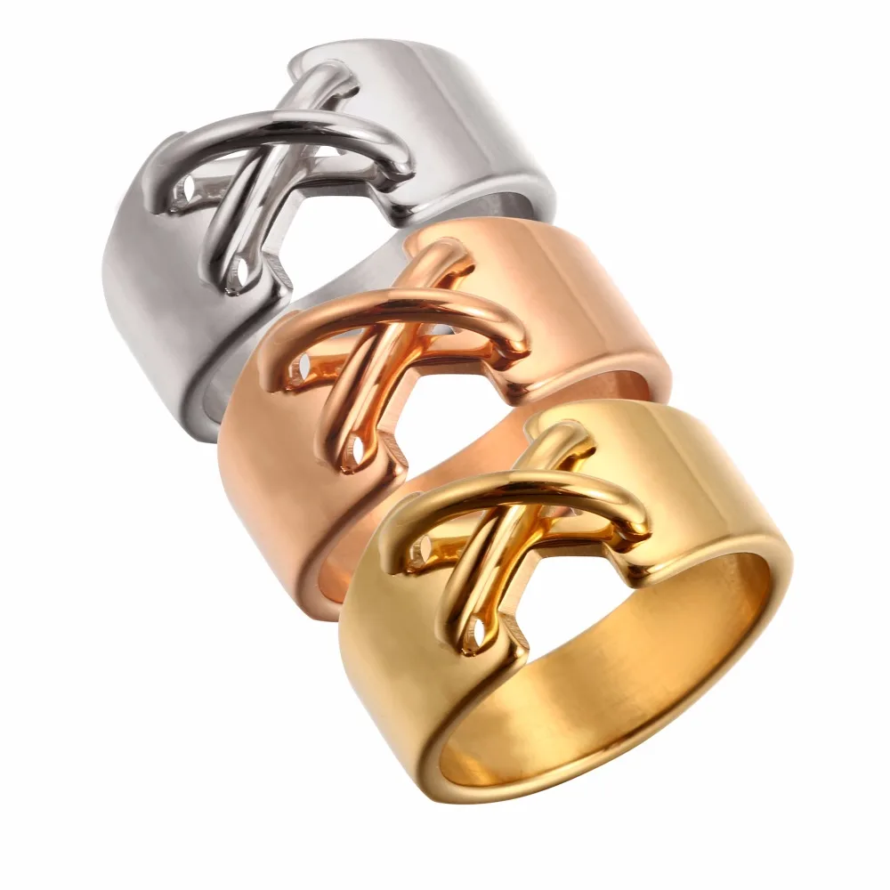 

Rose Gold Men Womne Rings Stainless Steel Ring with Cross Decoration Male Jewellery Gift Multi Sizes 3 Colors Choose Wholesale