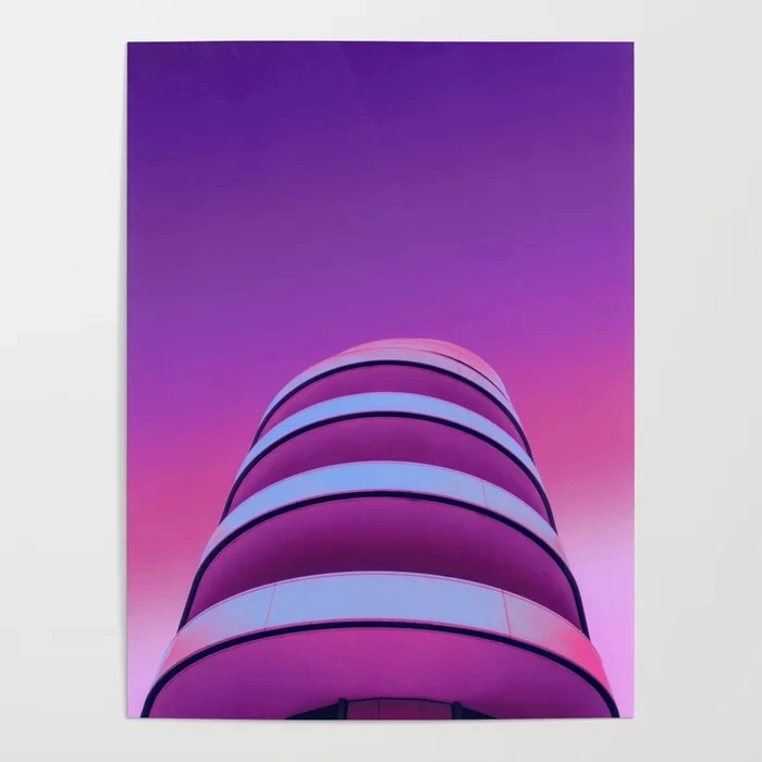 Картина на холсте настенное здание Эва Постер Genesis современное Фиолетовое небо