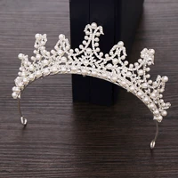 pearl rhinestone tiara and crown bride tiara queen for wedding crown headpiece bridal headband wedding hair accessories