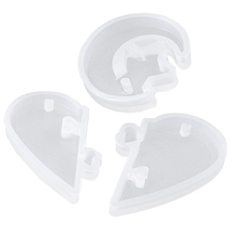

Jewelry Casting Molds Silicone Pendant Mould Resin Rubber Love Locks for Lovers Moon and Star Silicone Mold