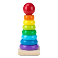 rainbow stacking ring tower blocks warm color wood toddler toy baby montessori enlightenment educational toys infant toys