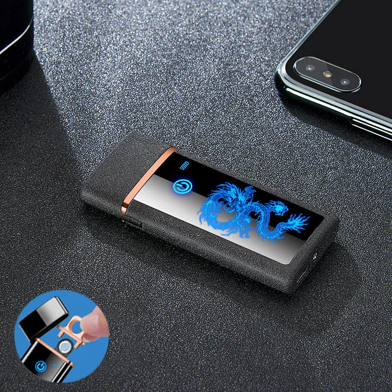 Usb зарядка Электронный Отпечаток пальца led изображение Ветрозащитный тонкий мужской Электрический вольфрамовая нить цветная сигарета зажигалка - Цвет: 5