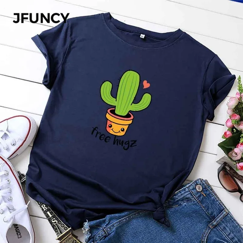 Женская футболка с коротким рукавом из натурального хлопка принтом