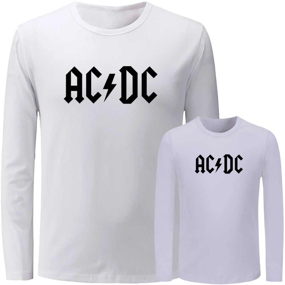ACDC Rock Funny Foo Fighters Band Design Matching Family Outfits T-shirt Dad Mom Daughter Son Long Sleeve Tee Printed Tops Gift | Мать и