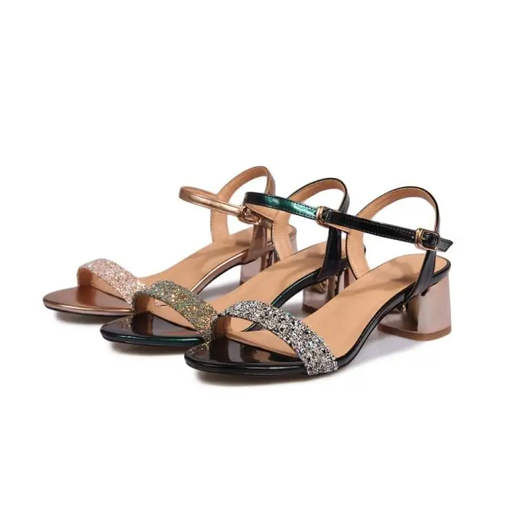 

Clear Heels Female Sandal Comfort Shoes for Women Med All-Match Bling Bling Large Size 2021 Summer Girls Medium Outside Bright B